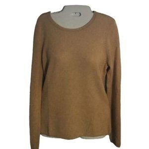 LORD & TAYLOR Tan Crewneck Cashmere Long Sleeve Sweater MEDIUM NEW WITH TAGS